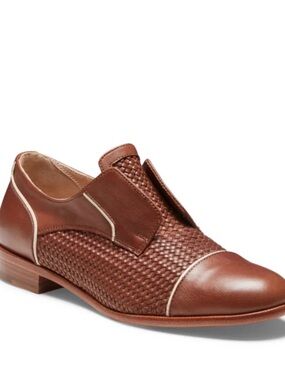 Fratelli Rossetti Brown Woven Leather Slip-On with Cream Trim